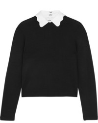 Alice + Olivia Alice Olivia Dia Scalloped Collar Wool Blend Sweater Black