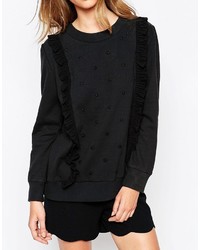 Gat Rimon Alou Ruffle Sweatshirt In Black