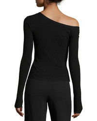 A.L.C. Aria One Shoulder Long Sleeve Sweater Black
