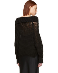 Calvin Klein Collection Black Ebner Off The Shoulder Sweater