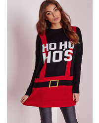 Missguided Black Ho Ho Hos Christmas Sweater