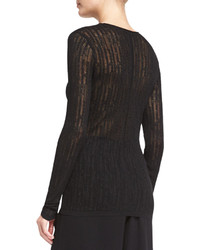 The Row Catalina Long Sleeve Mesh Sweater Black