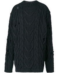 Palm Angels Distressed Cable Knit Jumper