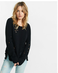 Express Distressed Long Sleeve Side Zip Sweater