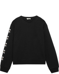 Fendi Karlito Appliqud Cotton Jersey Sweatshirt Black