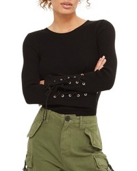 Topshop Lace Up Sleeve Sweater
