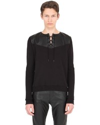 Saint Laurent Leather Cotton Sweatshirt