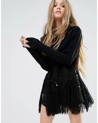 Moon River Long Fray Sweater Top