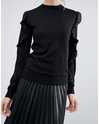 Warehouse Long Sleeve Sweater With Frill Sleeves