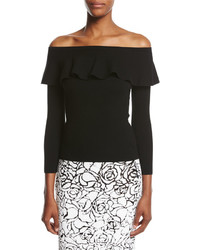 Michael Kors Michl Kors Collection Ruffled Off The Shoulder Sweater Black