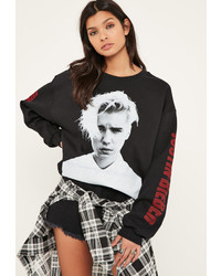 Missguided Black Justin Bieber Sweatshirt