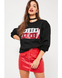 Missguided Black Snow Chance Christmas Sweatshirt