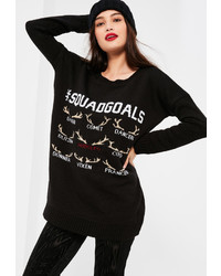 Missguided Black Squad Goals Christmas Sweater