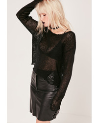Missguided Distressed Ladder Sweater Black
