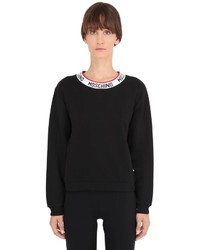Moschino Logo Trim Cotton Fleece Sweatshirt