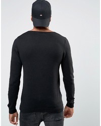Asos Muscle Fit Sweater With Deep Vee Neck