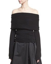 Rosetta Getty Off The Shoulder Banded Pullover Black