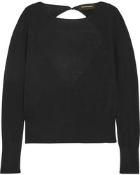 Vanessa Seward Open Back Merino Wool Blend Sweater Black