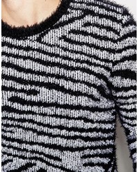 Asos Pattern Sweater In Fluffy Yarn