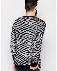 Asos Pattern Sweater In Fluffy Yarn