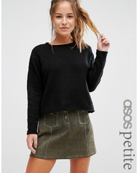 Asos Petite Petite Cropped Sweater With Rolled Edge Detail In Fluffy Yarn