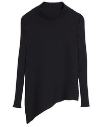 Ming Wang Ribbed Asymmetrical Sweater