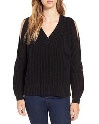 Leith Ribbed Cold Shoulder Sweater