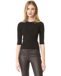 Vince Ribbed Elbow Sleeved Cropped Pullover