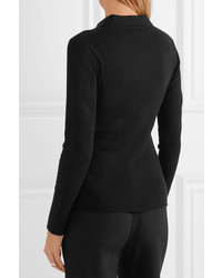 Frame Ribbed Wool Blend Sweater Black