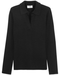 Frame Ribbed Wool Blend Sweater Black