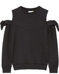 Sjyp Steve J Yoni P Cutout Ruffled Cotton Jersey Sweatshirt Black