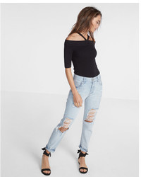 Express Strappy Off The Shoulder Pullover Sweater