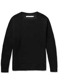 White Mountaineering Stretch Jersey Trimmed Waffle Knit Cotton Sweater