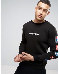 Hype Sweatshirt In Black With Sleeve Badges