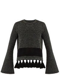 Proenza Schouler Tassel Hem Tweed Sweater