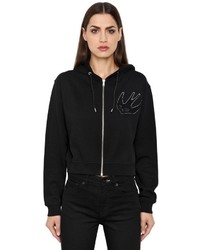 McQ by Alexander McQueen Varsity Zip Up Hooded Cotton Sweatshirt