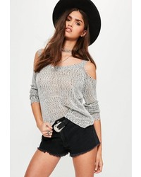 Missguided White Cold Shoulder Sweater