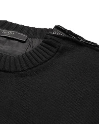 Prada Zip Detailed Virgin Wool And Cotton Blend Sweater