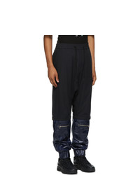 JERIH Black And Navy Zip Off Lounge Pants