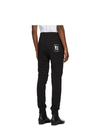 Balmain Black Foil Ribbed Lounge Pants