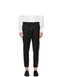 Dolce and Gabbana Black Jacquard Stripe Trousers