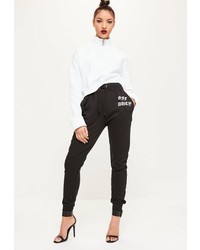 Missguided Black Off Duty Cuffed Joggers