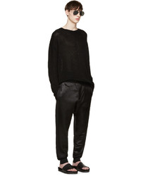 Alexander McQueen Black Satin Panel Trousers