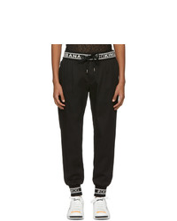 Dolce and Gabbana Black Twill Logo Lounge Pants