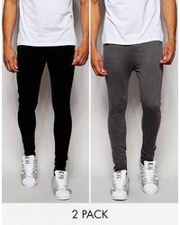 Asos Brand 2 Pack Extreme Super Skinny Joggers Save 17%