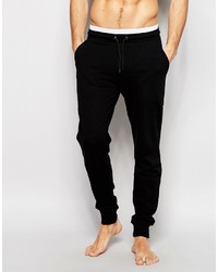 Asos Brand Loungewear Skinny Joggers With Double Waistband In Black