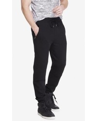 Express Jogger Black Quilted Moto Fleece Pant