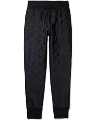 Dries Van Noten Helmez Tapered Quilted Satin And Loopback Cotton Blend Jersey Sweatpants