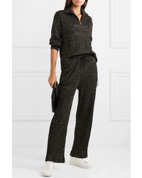 ALEXACHUNG Metallic Ribbed Cotton Blend Track Pants