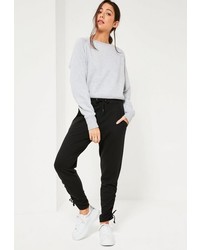 Missguided Tall Black Ruched Side Hem Joggers